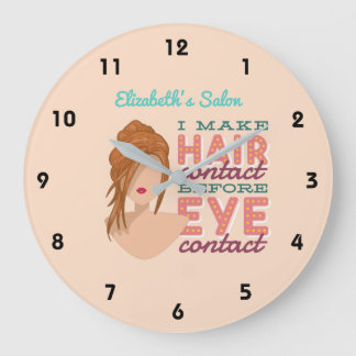 Personalised Hair Stylist RETRO Salon Cartoon Wall Large Clock