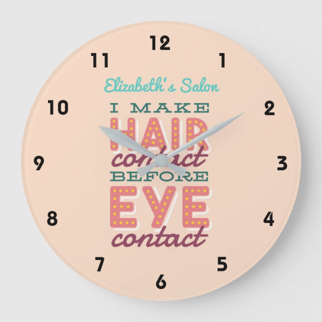 Personalised Hair Stylist RETRO Salon Cool Large Clock (Front)