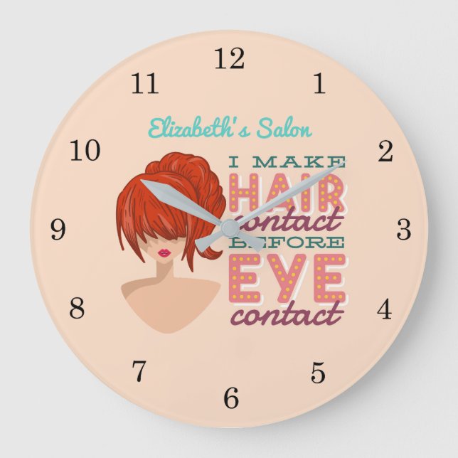 Personalised Hair Stylist RETRO Salon Large Clock (Front)
