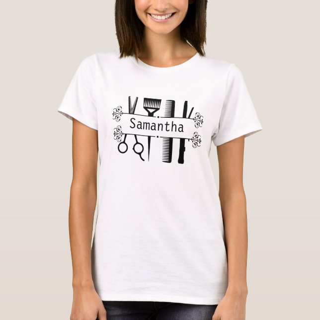 Personalised Hair Stylist Scissors Hairdresser  T-Shirt (Front)