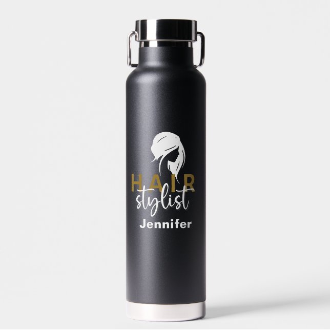 Personalised Hair Stylist Typography Water Bottle (Front)
