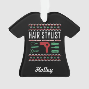 Personalised Hair Stylist Ugly Christmas Sweater Ornament