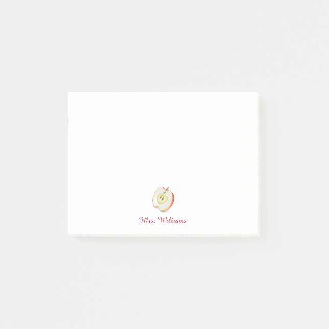Personalised Half Apple Teacher Post-it Notes (Front)