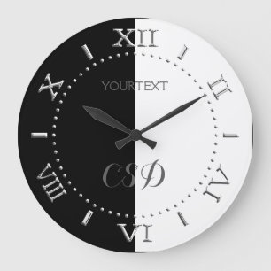 Personalised Half Black Half White Stripes Dial on Large Clock