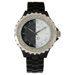 Personalised Half Black & Half White Stripes Dial Watch