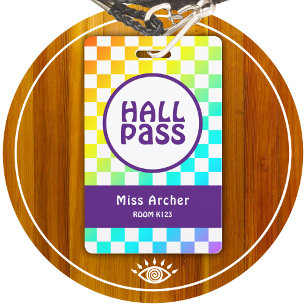 Personalised Hall Pass Bathroom Pass Teachers Card ID Badge