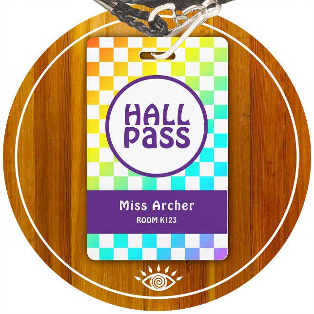 Personalised Hall Pass Bathroom Pass Teachers Card ID Badge (Creator Uploaded)