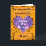 Personalised Halloween 16th Birthday Granddaughter Card<br><div class="desc">A personalised 16th birthday Halloween card for granddaughter. Featuring a beautiful purple watercolor heart against a spooky black and orange spiderweb background. You can easily personalise the front and inside card message for the birthday girl. This would make a unique Halloween birthday card for her 16th birthday.</div>