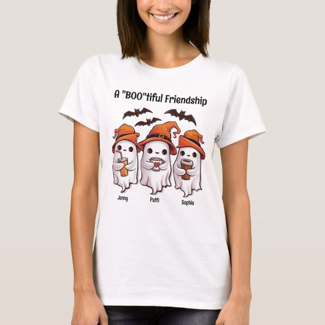 Personalised Halloween "A 'Boo'tiful Friendship" T-Shirt (Front)