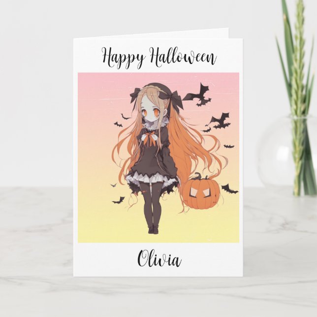 Personalised Halloween Anime Girl  Card (Front)