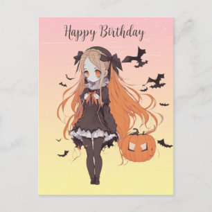 Personalised Halloween Anime Girl  Postcard