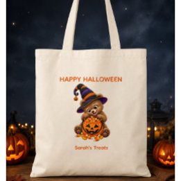 Personalised Halloween Bear Cub with Candy Tote Bag