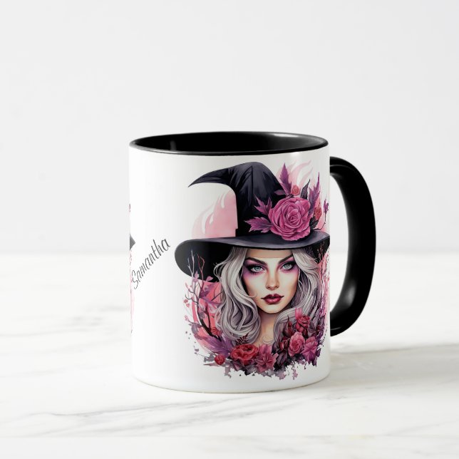 Personalised Halloween Beautiful Blonde Witch Mug (Front Right)
