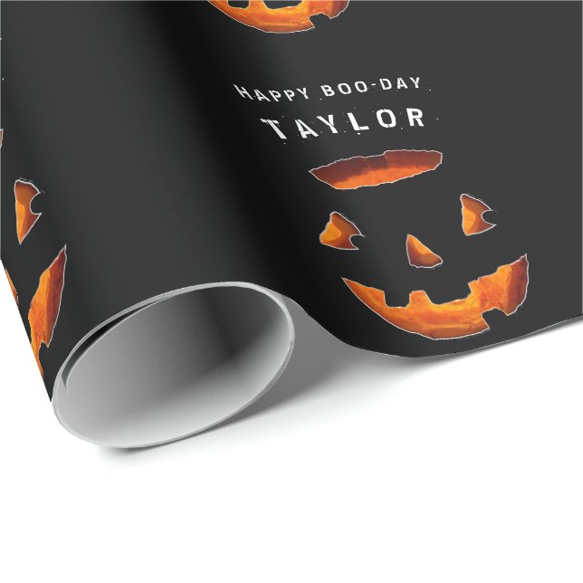 Personalised Halloween Birthday Wrapping Paper (Roll Corner)