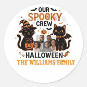 Personalised Halloween Black Cat Family Collection Classic Round Sticker