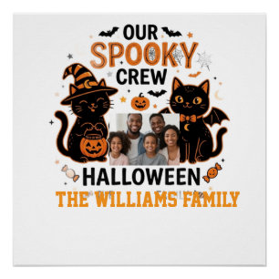 Personalised Halloween Black Cat Family Collection Poster