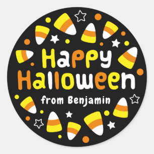Personalised Halloween Candy Corn Round Sticker