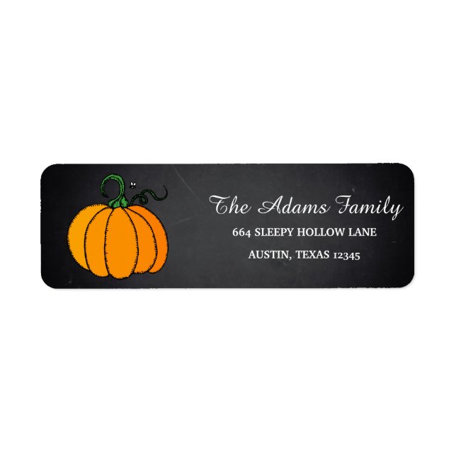 Personalised Halloween Chalkboard Little Pumpkin Return Address Label (Front)