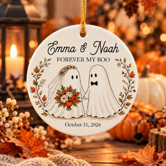 Personalised Halloween Couple Ghost Ceramic Ornament