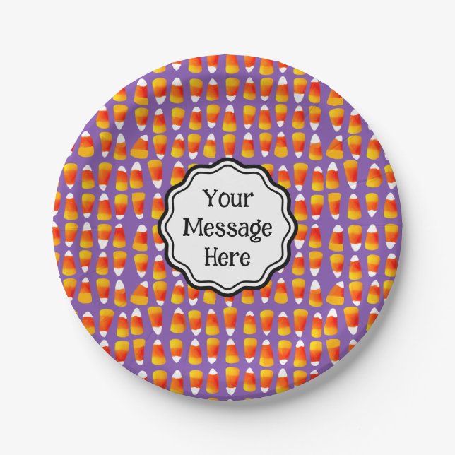 Personalised Halloween Crazy Candy Corn  Paper Plate (Front)