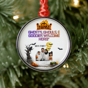Personalised Halloween Family Photo Sign Gh Metal Ornament
