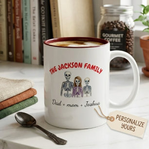 Personalised Halloween Family Skeleton Two-Tone Coffee Mug