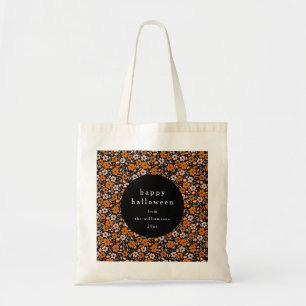 Personalised Halloween Floral Fall Treat Party Tote Bag