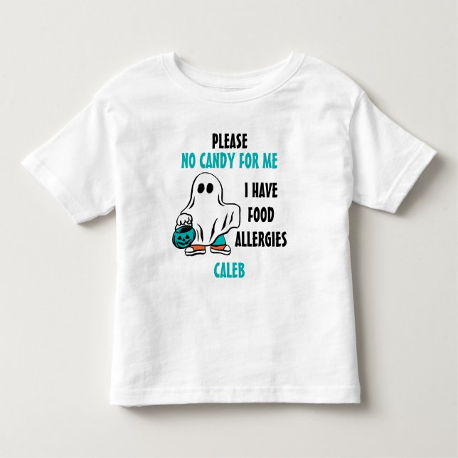 Personalised Halloween Food Allergy Alert Ghost Toddler T-Shirt (Front)