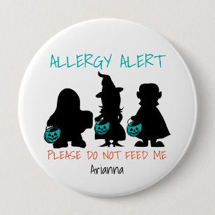 Personalised Halloween Food Allergy Alert Kids 10 Cm Round Badge