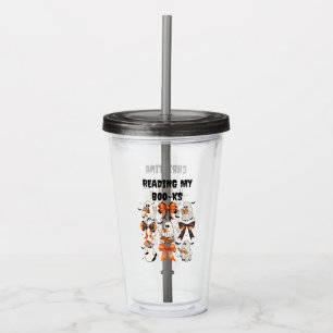 Personalised Halloween Ghost, Books & Bats Acrylic Tumbler