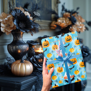 Personalised Halloween Ghosts and Pumpkins Wrapping Paper