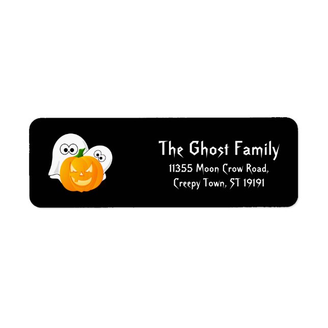 Personalised Halloween Ghosts Pumpkin Return Address Label (Front)