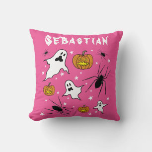Personalised Halloween Ghosts, Pumpkins and Spider Cushion