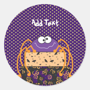 Personalised Halloween Gifts, purple spider Classic Round Sticker