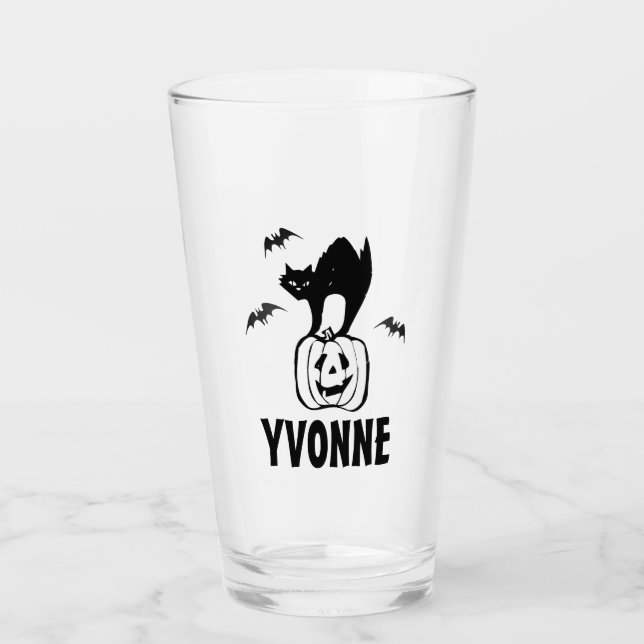 Personalised Halloween Glass Cup (Front)