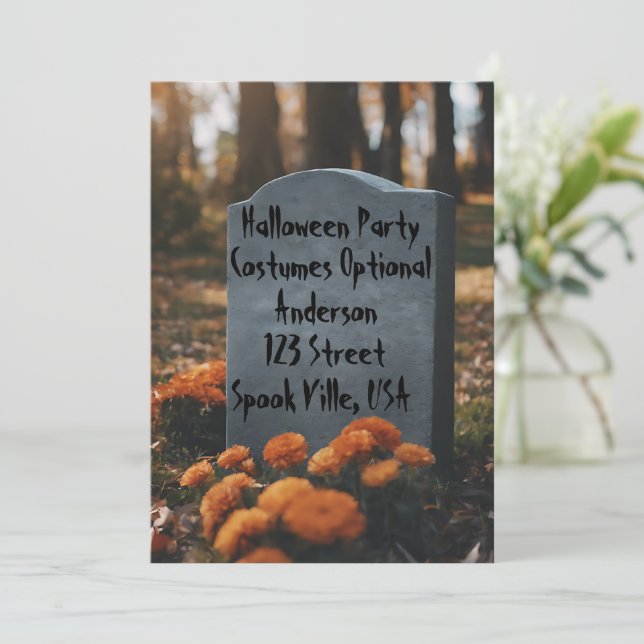 Personalised Halloween Gravestone Invitation (Standing Front)