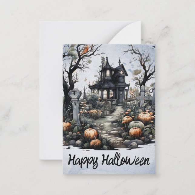 Personalised Halloween Haunted House Card (Front)