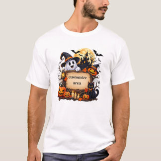 Personalised Halloween Haunted House Ghost Pumpkin T-Shirt