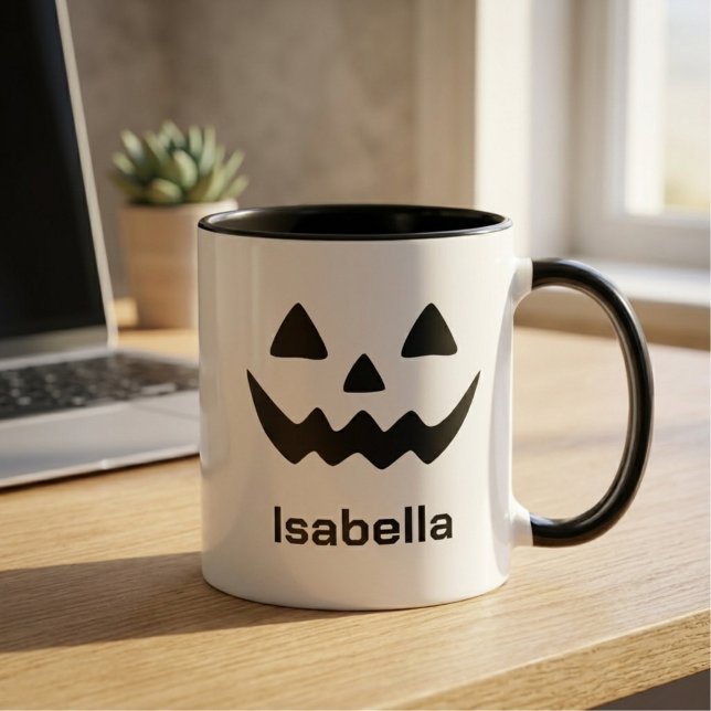 Personalised Halloween Jack O Lantern Pumpkin Face Mug (Creator Uploaded)