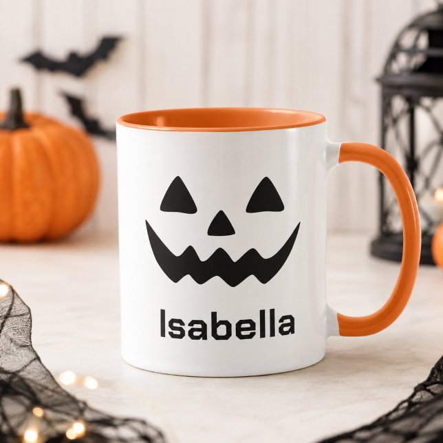 Personalised Halloween Jack O Lantern Pumpkin Face Mug (Creator Uploaded)