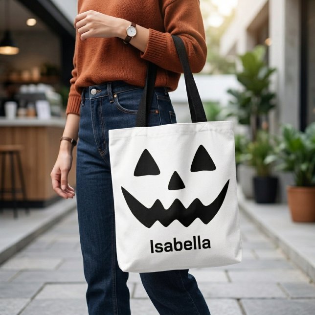 Personalised Halloween Jack O Lantern Pumpkin Face Tote Bag (Creator Uploaded)