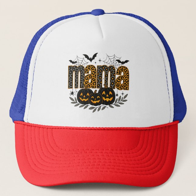 Personalised Halloween Mama – Cute Spooky Trucker Hat (Front)