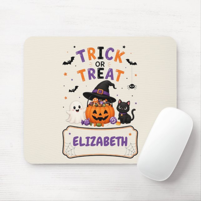 Personalised Halloween Name Mouse Pad for Kids (With Mouse)