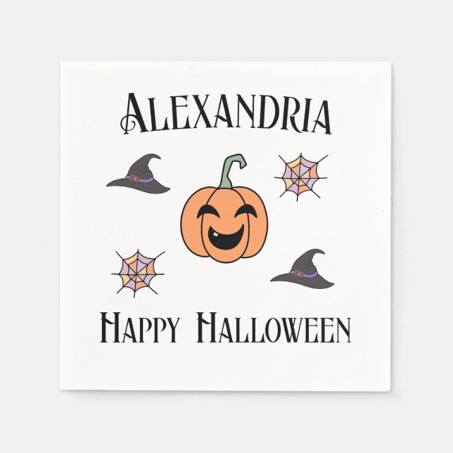 Personalised Halloween Party  Napkin (Front)