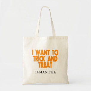 Personalised Halloween Party Trick or Treat Tote Bag