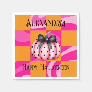 Personalised Halloween Pumpkin Bow Party Napkin