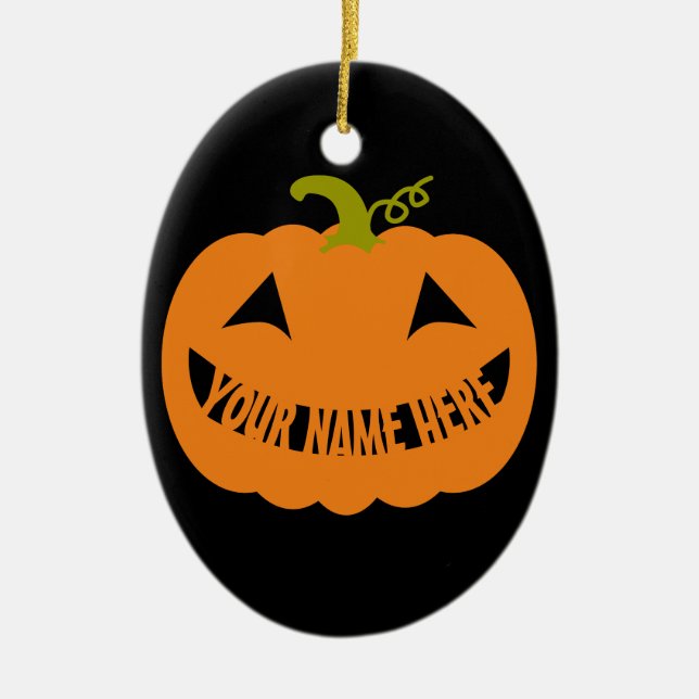 Personalised Halloween Pumpkin Ceramic Ornament (Front)
