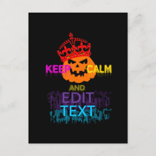 Personalised Halloween Pumpkin Keep Calm Your Text Postcard