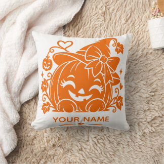 Personalised Halloween Pumpkin Throw Pillow