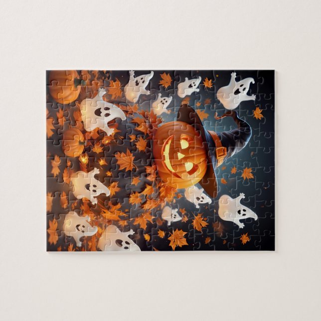 Personalised Halloween Puzzle – Ghosts, Pumpkins  (Horizontal)
